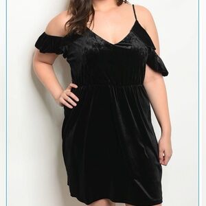 Zenobia Black Velvet whimsigoth Cold Shoulder Dress Goth Punk